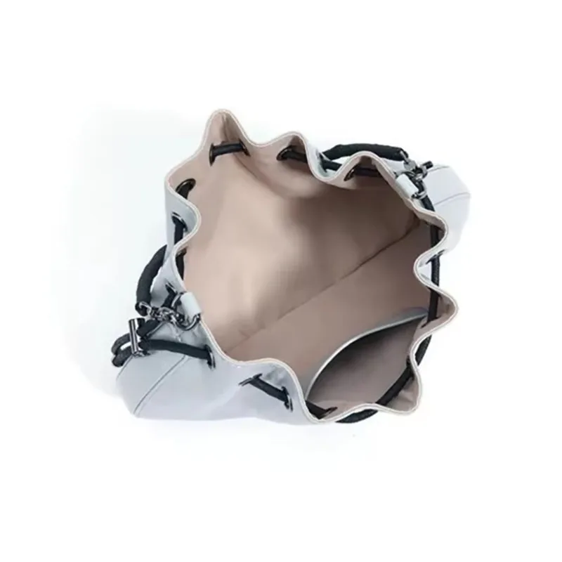 Sheepskin Cloud Bag for Women, Pleated Drawstring Bucket Bag, Niche Design, Soft Leather Crossbody Bag, Lightweight Versatile Handbag, Shoulder Bag, Fashionable