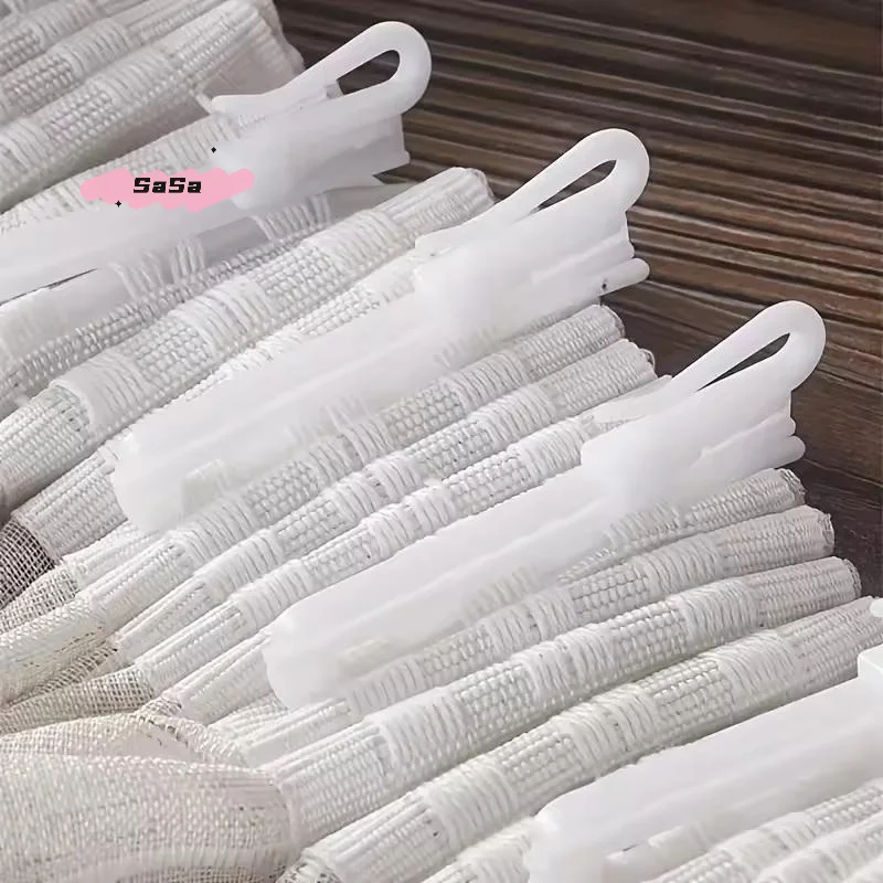 S-50Pcs Curtain Hanging Hooks Ring Window White Plastic Thickened Adjustable Height Curtain Hook For Home Curtain High Quality