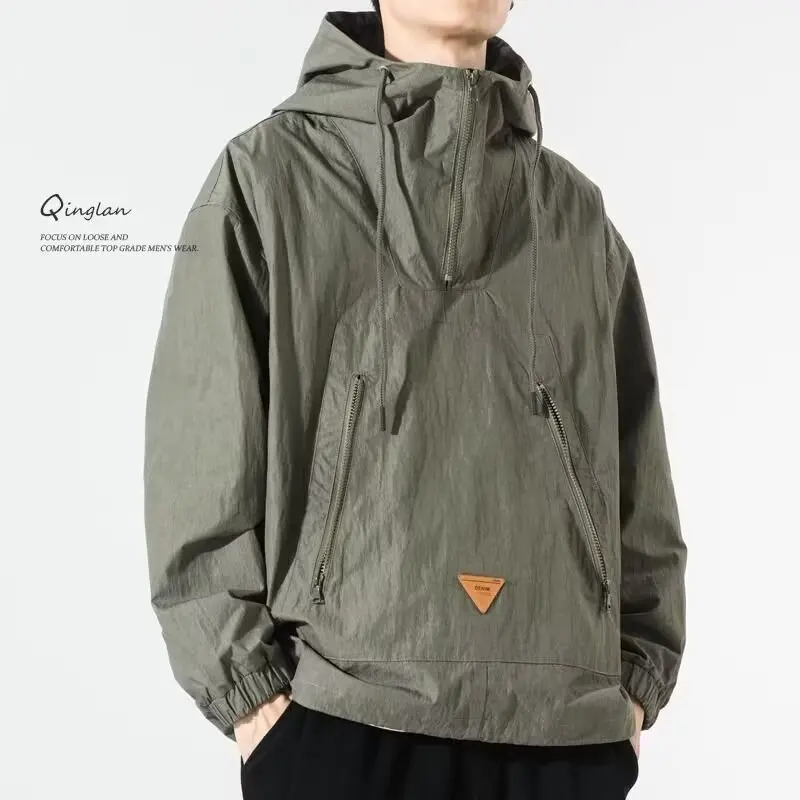 

Loose Casual Spor Jaet Autumn Winter Heavyweight Trendy Brand Men's Outerwear Thin Windbreaker Workwear Sle Coat