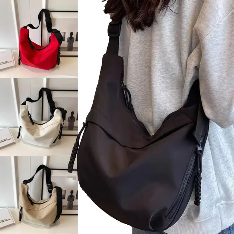 

Нейлоновые сумки через плечо Hobos, однотонные повседневные женские сумки на молнии, 2024, модная однотонная сумка-тоут большой емкости на одно плечо