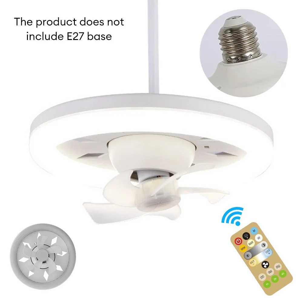 

48/60W Ceiling Fan with Lighting Lamp E27 Converter Base 3 Speeds 360 ° with Remote Control for Bedroom Living Home Silent Fans