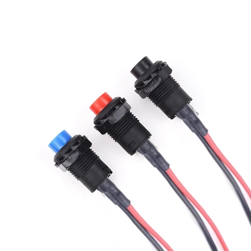 10pcs DS-427 Round button switch DS428 Self-locking without locking self-reset button switch with cable hole 12MM