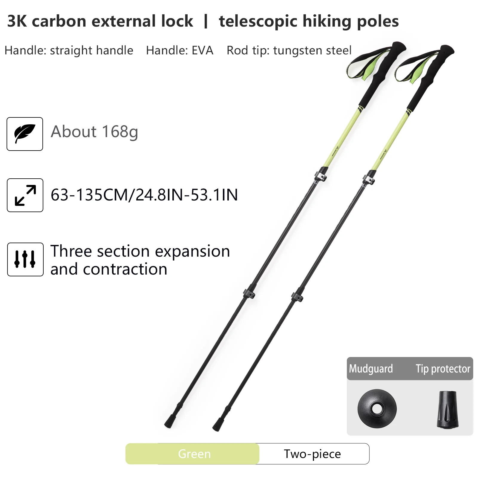 BISINNA 2 stks Trekkingstokken Koolstofvezel Wandelstokken Ultralichte Telescopische Outdoor Wandelen Klimstok