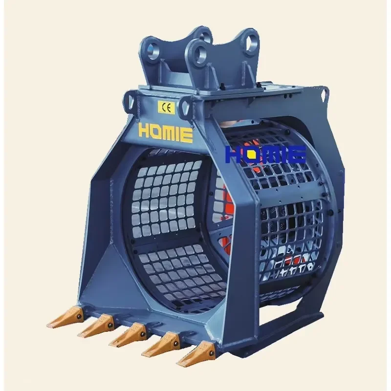 for HOMIE Excavator Attachments Screen Bucket Topsoil Rotary Screen Bucket For Construction And Demolition