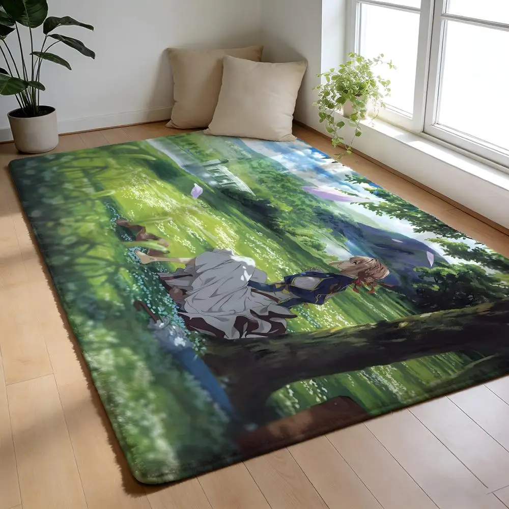 

Floor Mat Soft Flannel Rug Non-Slip Absorbent Mat for Bathroom Bedroom Home Decor V-Violet Evergarden