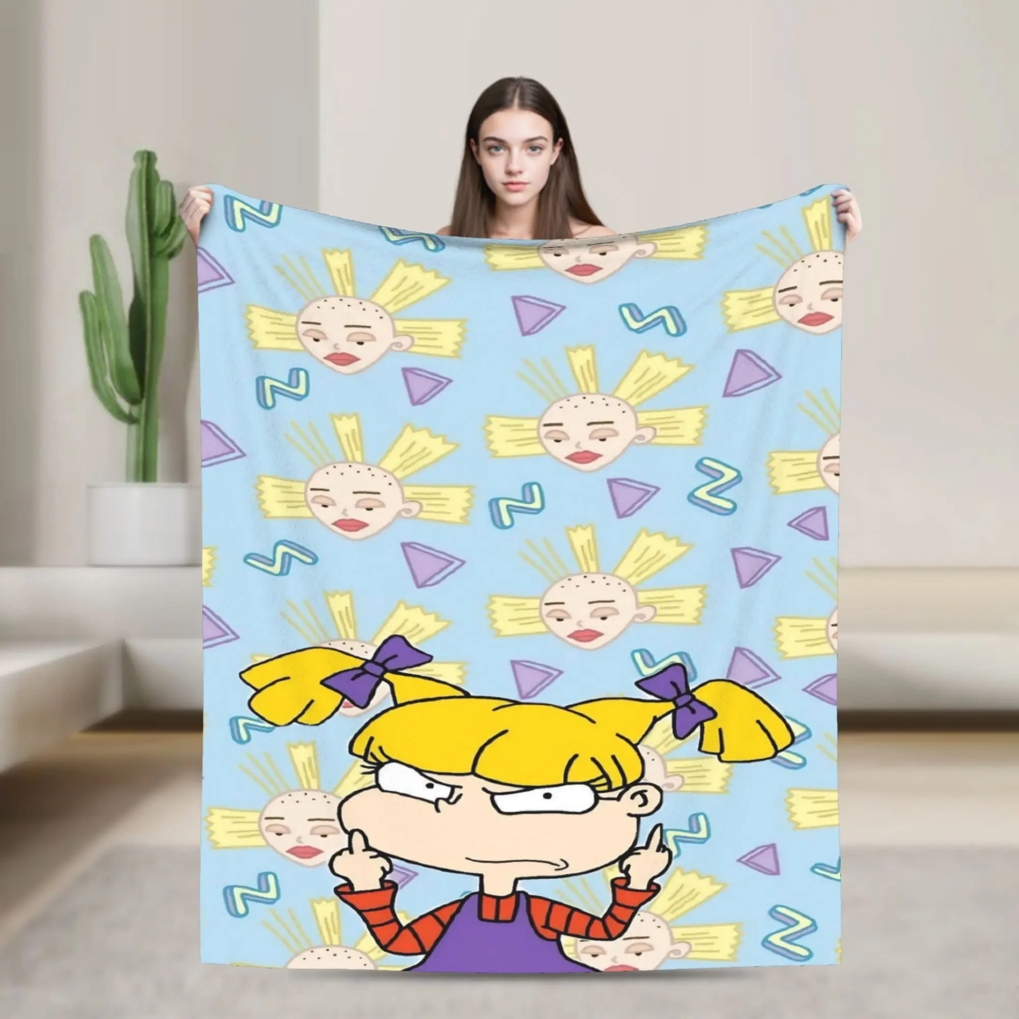 Cartoon R-Rugrats Blanket Multiple Sizes Warm Cozy Fluffy  Throw Blankets for Sofa Couch and Bed