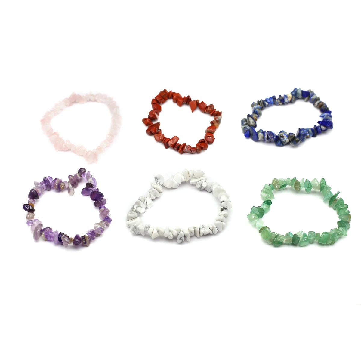 1pc 6-7mm Boho Natural Stone Crystal Bracelet for Women Rose Quartz Irregular Shape Crushed Stone Stretch Bracelet Jewelry Gifts