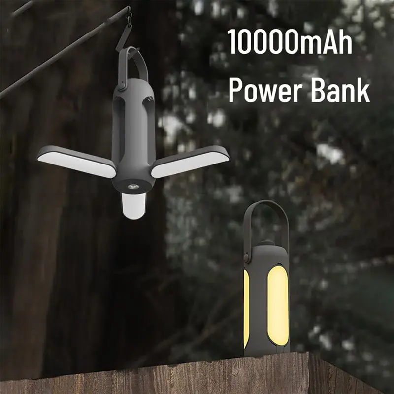 AA10RR USB Portable Camping Light Folding Camping Lamp Stepless Dimming LED Lamp for Hiking Fishing Emergency Lighting A