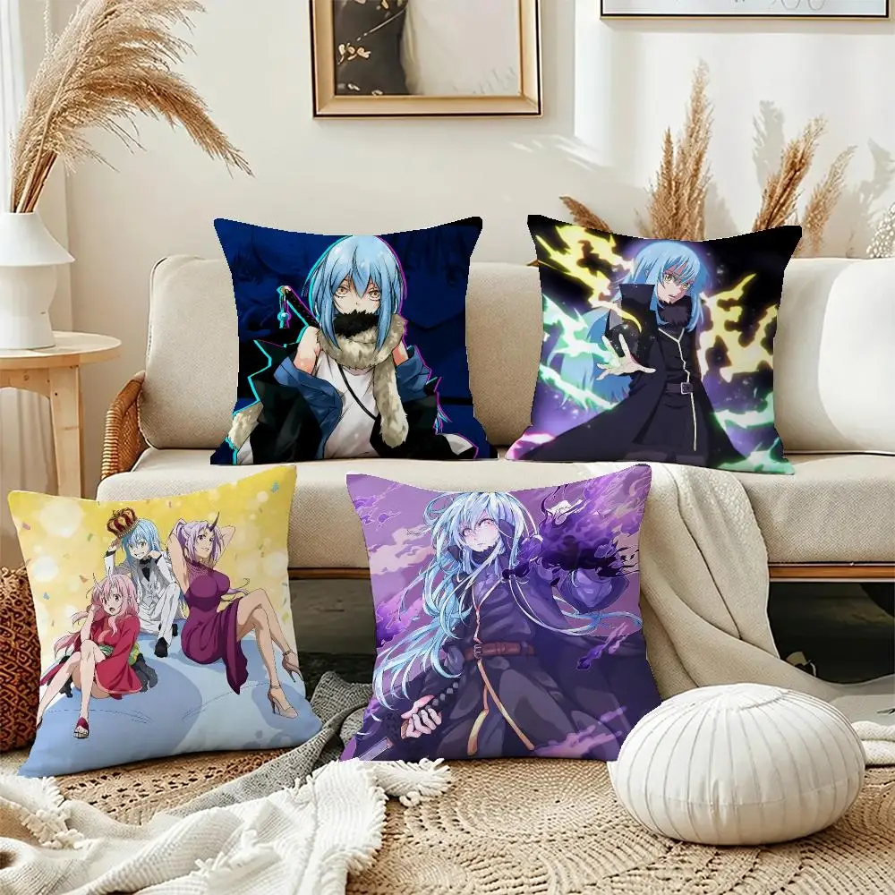 Hot Anime Slime Isekai Cushion Cover Short Plush Pillowcase, Washable Wrinkle Resistant Cover for Bedroom Gift