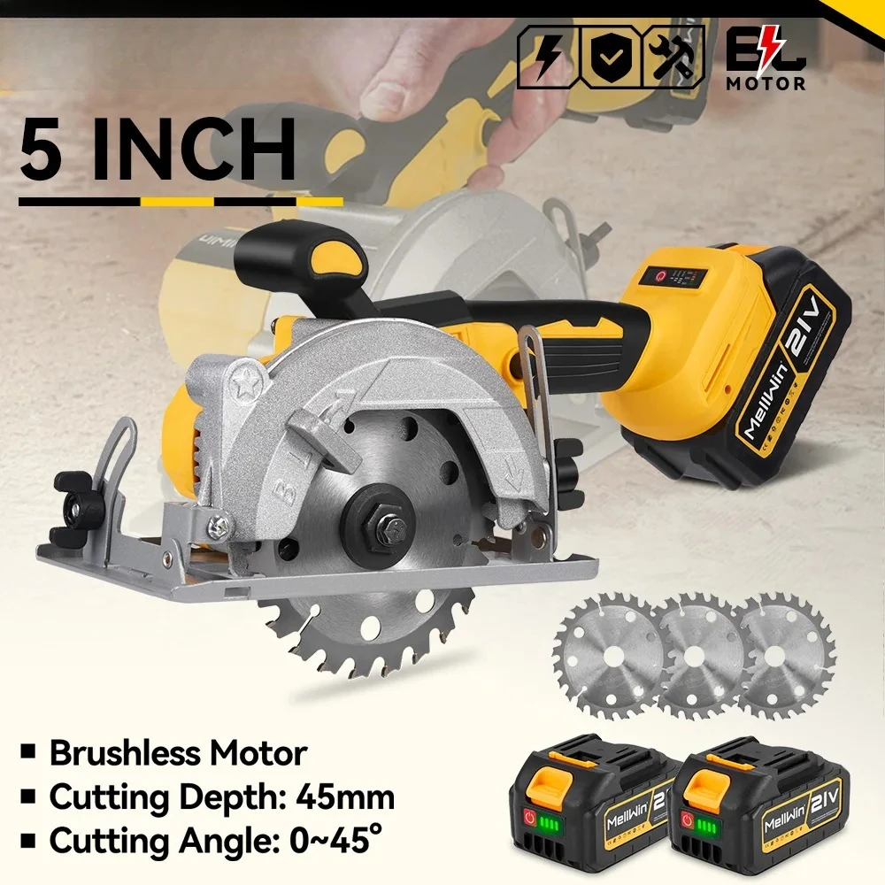 5 Inch Electric Brushless Circular Saw 125MM Cordless Multi-Angle Saw Woodworking Power Tool For Makita 18V Battery Pin