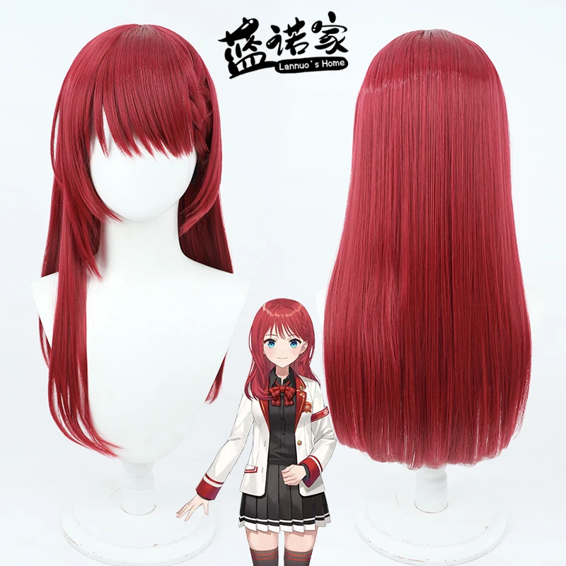 الظاهري يوتيوب Vtuber Asahina Akane شعر مستعار تأثيري هالوين كرنفال الدعائم الطرف الشعر الاصطناعية ألياف مقاومة للحرارة + غطاء شعر مستعار #1