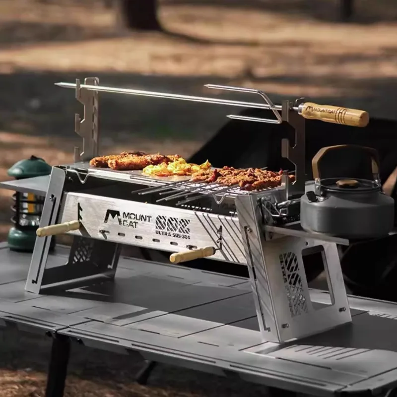 

Складной гриль для барбекю из нержавеющей стали, портативный удобный гриль для барбекю, уличный многофункциональный лагерь, принадлежности для приготовления пищи