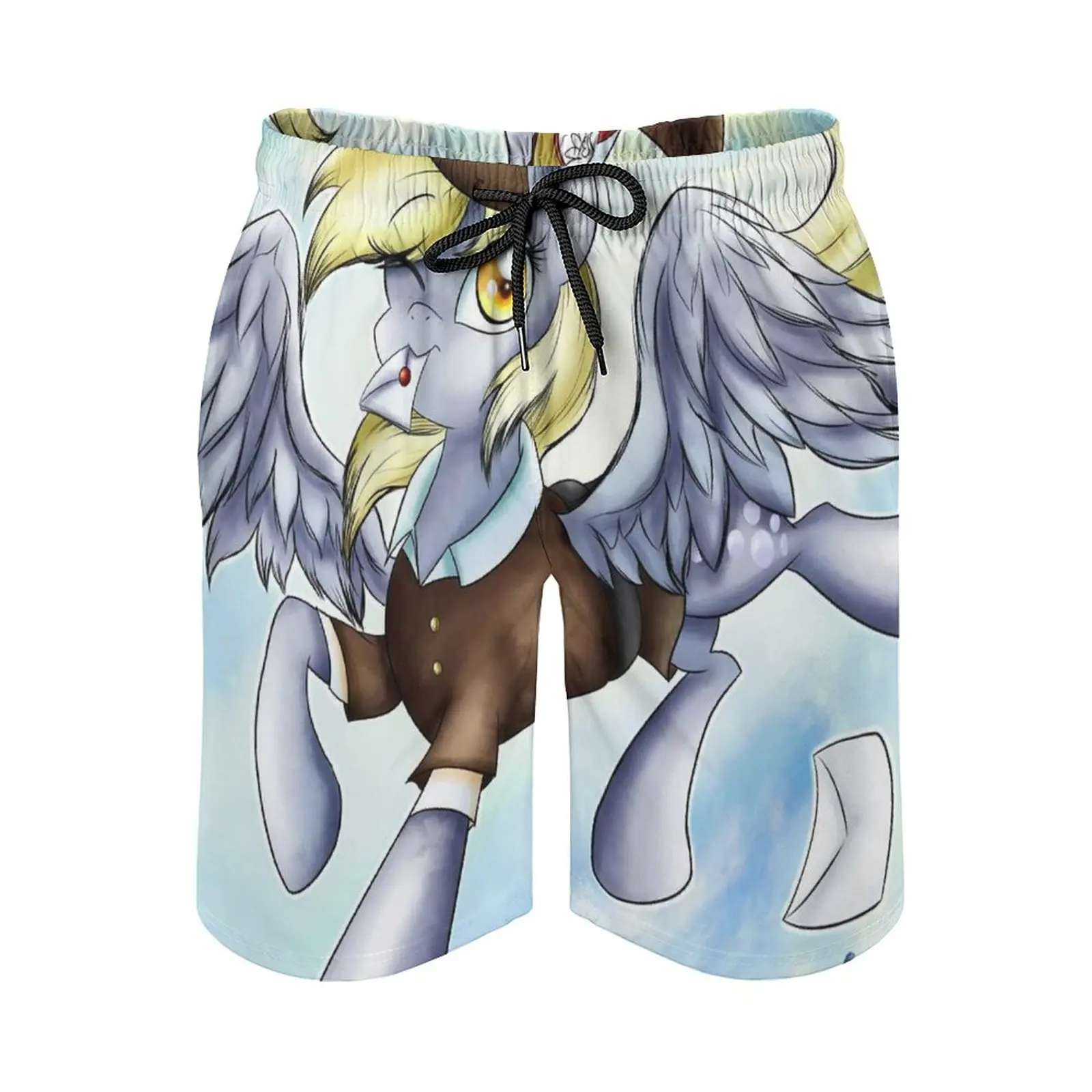 Mail Mare Derpy Men's Beach Shorts Swim Trunks With Pockets Mesh Lining Surfing Clouds Pegasus Mail Derpy Ditzy Muffins Letters