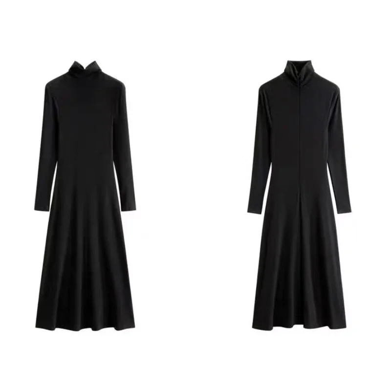 

High Quality Gray High Neck Elastic Slim Fit Bottom Dress for Teenagers Fashionable and Trendy Women's Temperament Long Skirt