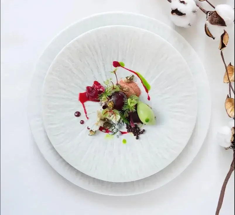 

Western-style Solid Color Tableware Ceramic Round Steak Plate Creative Restaurant Exquisite Dishes Decoration Main Dish Plate