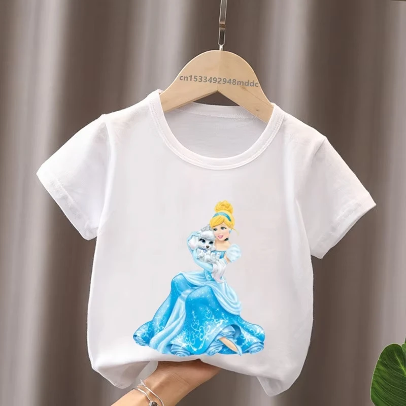 

Hot Sale Cinderella Princess Print Cartoon Kids T-Shirts Baby Boys Short Sleeve Tshirt Summer Children Tops Kawaii Girls Clothes