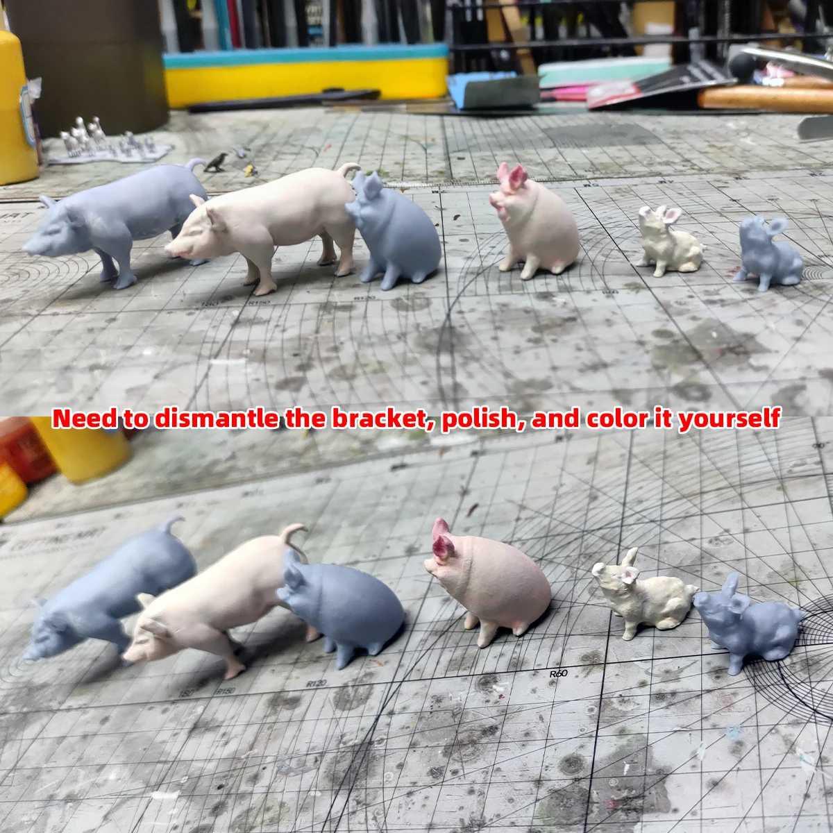 3D-Gedrucktes Harz-Miniatur-Schwein Tiermodell-Bausatz, Architektur-Diorama Sandtisch-Dekoration Passend für 1/35 1/48 1/64 1/72 – Detail 3