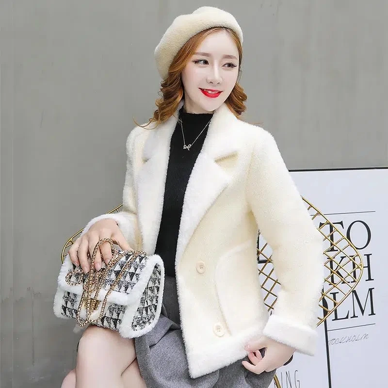 Imitation Mink Velvet Short Woolen Coat Woman Autumn And Winter New Korean Woollen Overcoat Women's Jacket Ladies Spring Top