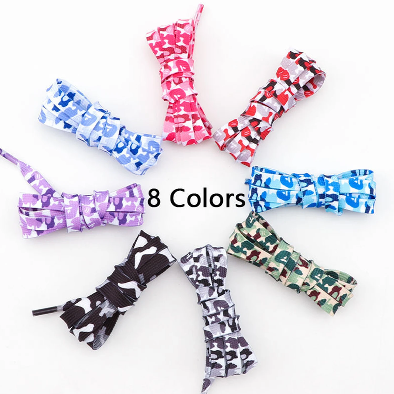 

1 Pair New Fashion Camouflage Print Polyester Shoelaces Flat Casual Laces For Sneakers Unisex 140cm Shoe Laces Accessories