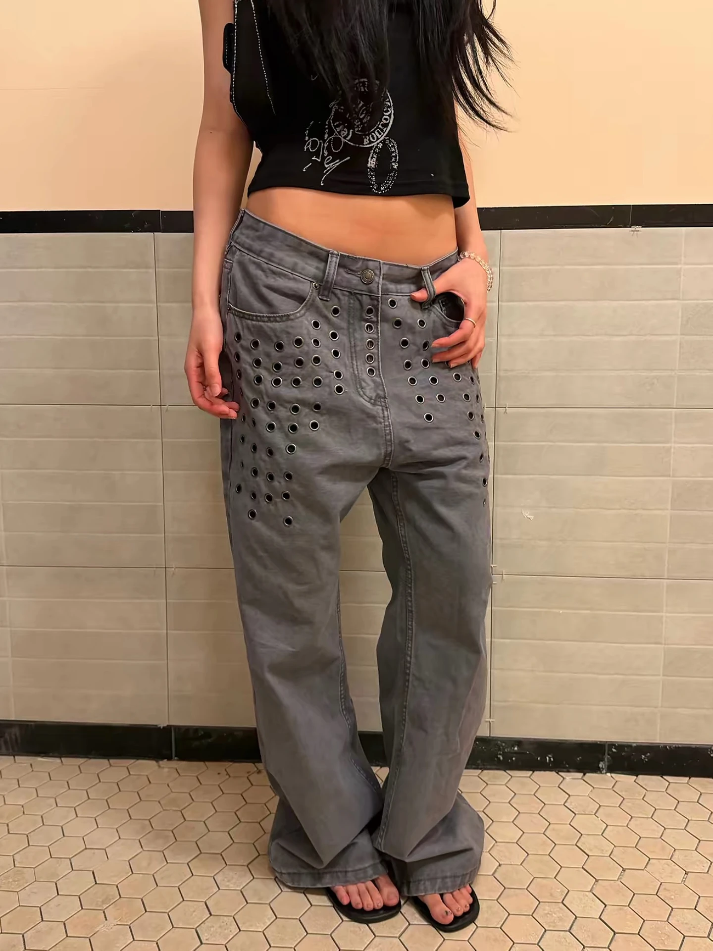 

Loose Straight American Retro Design Jeans Women's Street Style Spicy Loose Versatile Long Pants Trendy High Waist Denim