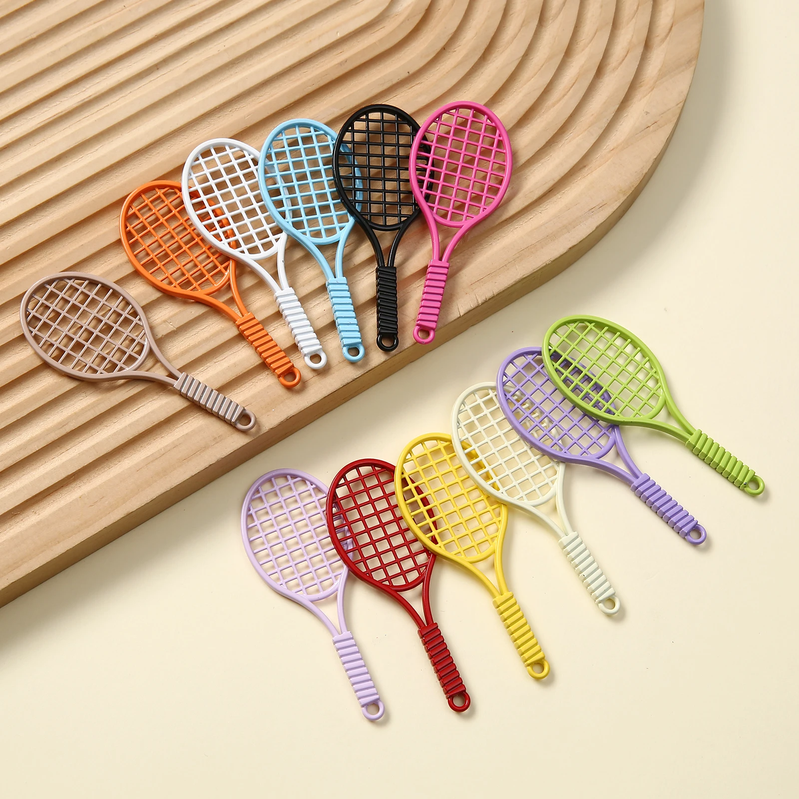 Cute Mini Tennis Racket Charms, Colorful Resin Racket Pendants for DIY Jewelry Making, Keychain, Bag Charms & Craft Accessories