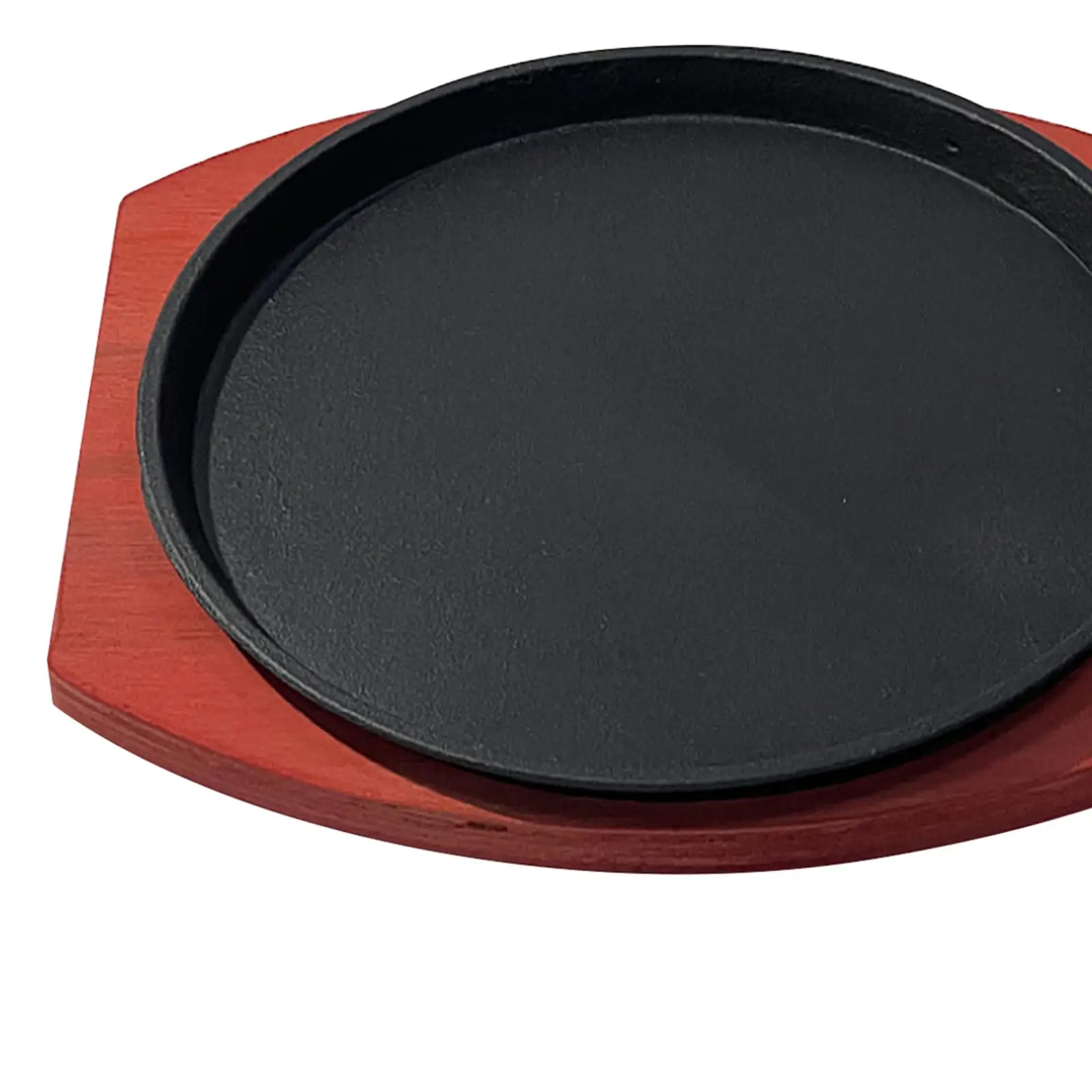 

Household Kitchen Cast Iron Steak Plate Wooden Insulation Board Round Grilling Pan for Sizzling Meat and Fajita