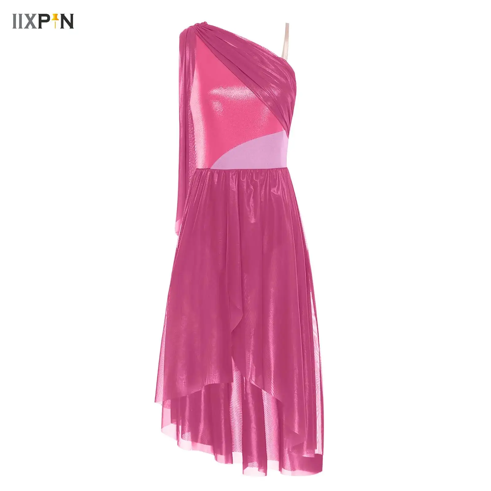 

Womens Lyrical Modern Contemporary Ballet Dance Dress Sleeveless Ruffled Split Gymnastics Leotard Figure Skating Stage Costume