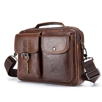 Men's genuine leather shoulder bag, retro top layer cowhide casual crossbody bag, men's crossbody square bag