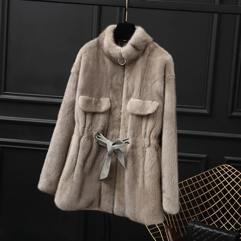 

Tcyeek Natural Mink Fur Coat Warm Whole Mink Winter Jacket Women 2023 Fashion Women's Fur Coat Short Style Jackets Stand Collar