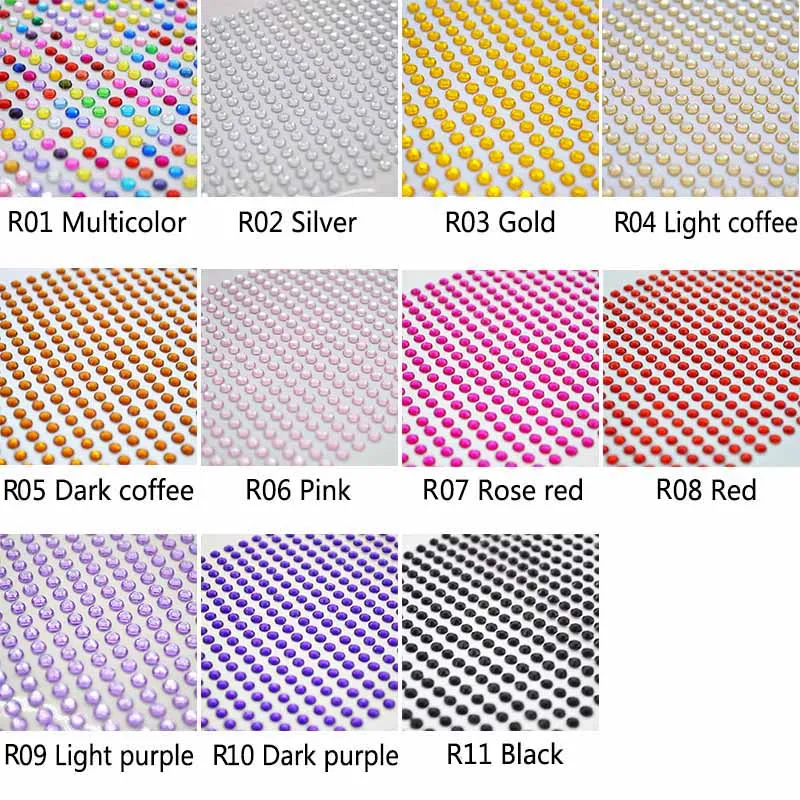 3Mm 4Mm 5Mm 6Mm Zelfklevende Kristallen Strass Stickers Mobiele Telefoon Auto Kunst Stickers Scrapbooking Bling Acryl Stickers