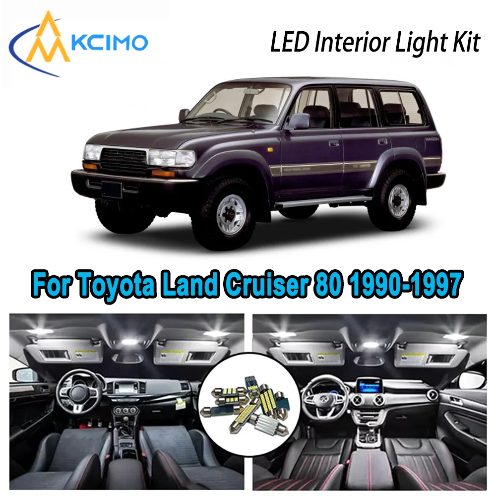 

Premium Bright LED Interior Light Kit for Toyota Land Cruiser 80 1990-1997 1991 Dome Map Trunk Car Lamps with Canbus No Error