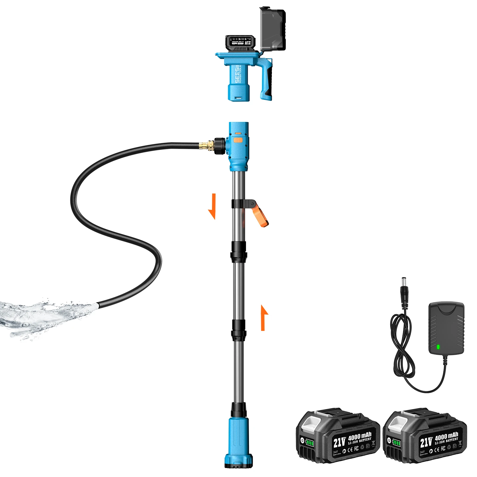 

Seesii-CLP020C Беспроводной насос для перекачки воды Ручной портативный насос для поддона 3/4 дюйма для бассейна/сада/пруда/фургона/лодки Сливной насос