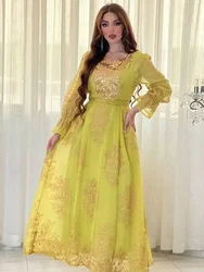 Eid Embroidery Muslim Party Dress for Women Abaya Jalabiya Morocco Dubai Abayas Kaftan Abaya Islam Vestidos Arab Long Robe 2023