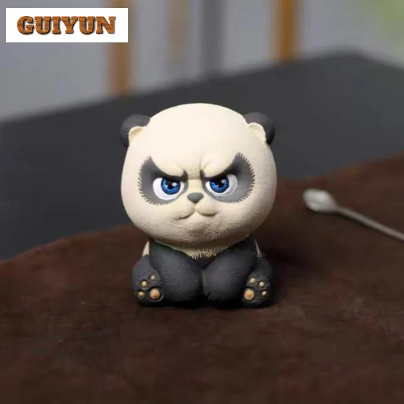 Yixing Purple Clay Panda Tea Pet Ancient Exquisite Miniatures Tea Figurine Play Toys Tea Statue Ornaments For Tea Craftsmanship
