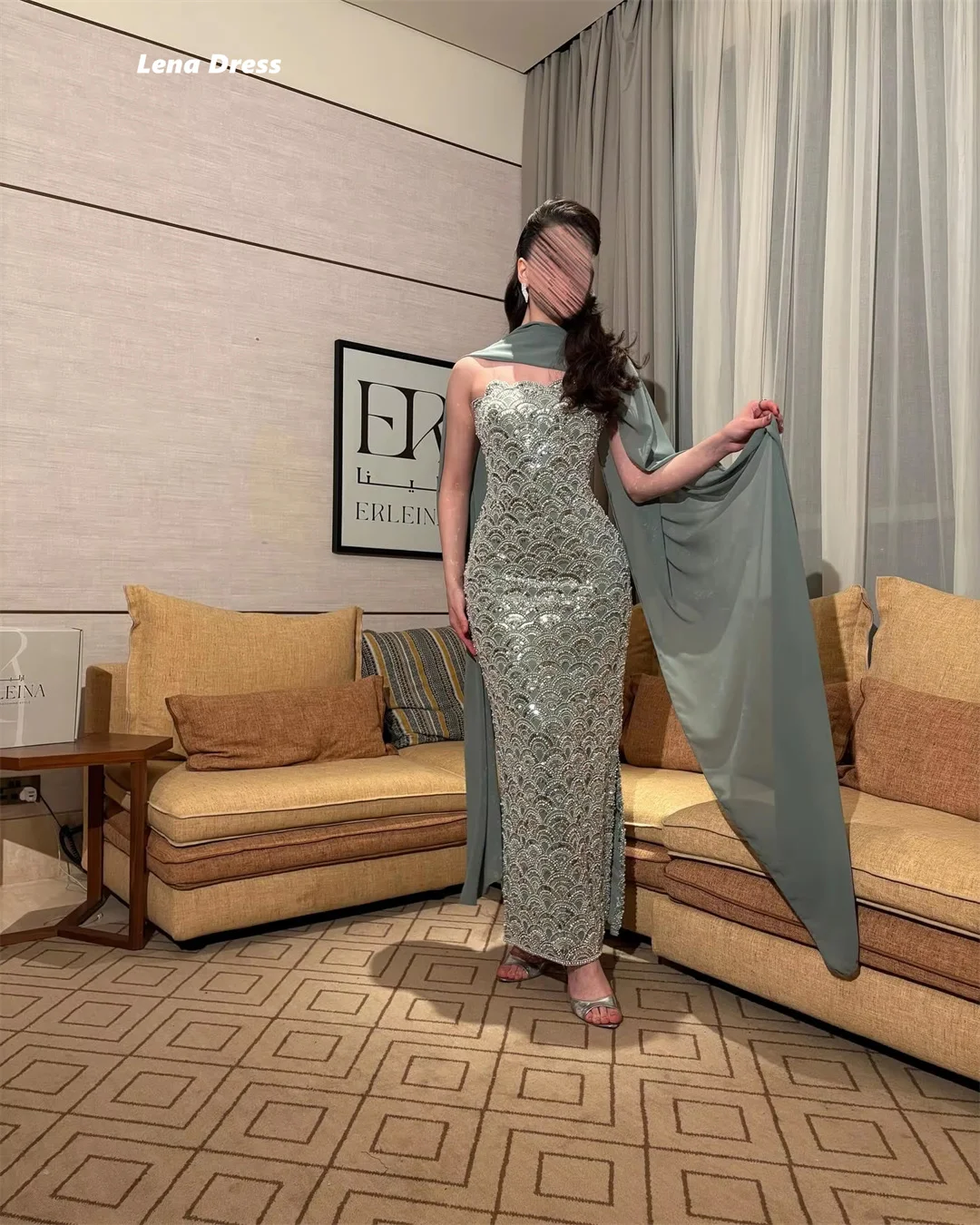 Lena Customized Elegant Party Dresses Woman 2025 Luxury Evening Dress Shiny Shawl Fish Tail Sleeveless Prom Clothes Robe Soiree image 3