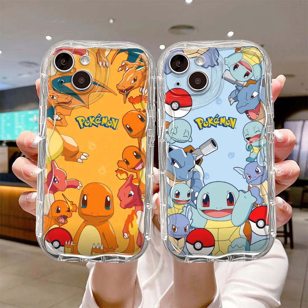 Creamy Texture Phone Case For Apple iPhone 13 15 Plus 14 Pro Max 12 Mini 11 7 8 SE XR X XS 6 6S Cover Hot Anime Cartoon Pokemon