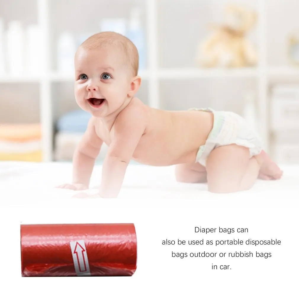 15pcs New Plastic Small Portable Baby Diapers Bags Rubbish Bags Garbage Bag Removable Box Nappy Bag