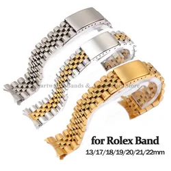 13mm 17mm 18mm 19mm 20mm 21mm 22mm Stainless Steel Watch Band for Rolex Daytona DATEJUST Curved End Metal Bracelet Men Wristband