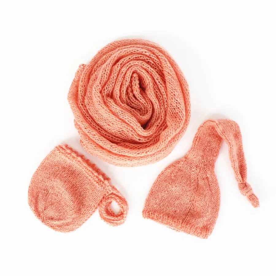 unelmista totta Free Shipping 3pieces Newborn Photo Scarf Set Baby Hat Photography Props Hand Knitting Baby Accessories