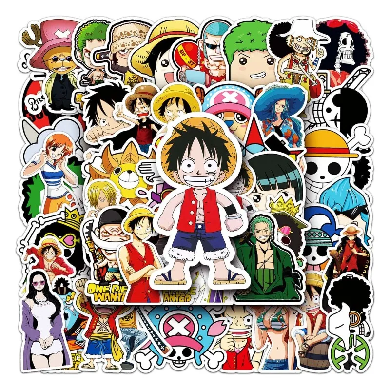 10/50 Photos One Piece Luffy Anime Stickers Laptop Motorcycle Skateboard Computer Mobile Phone Graffiti Stickers Toys