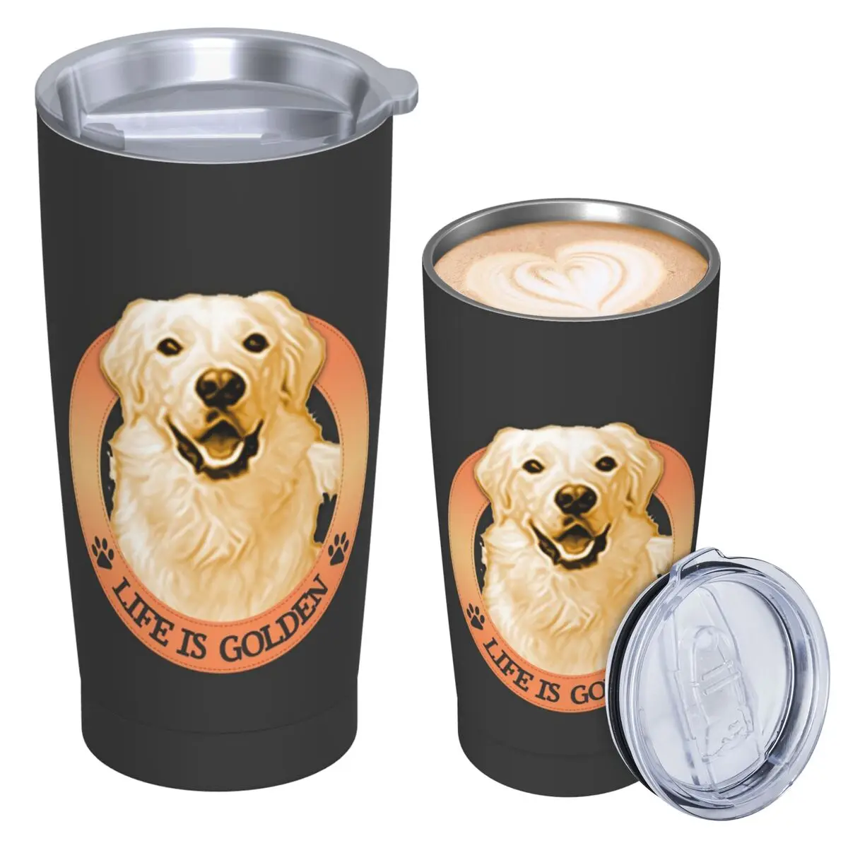Life Is Golden Retrievers Stainless Steel Tumbler Vacuum Insulated Mugs Thermal Cold Cups Straws With Lid 20oz