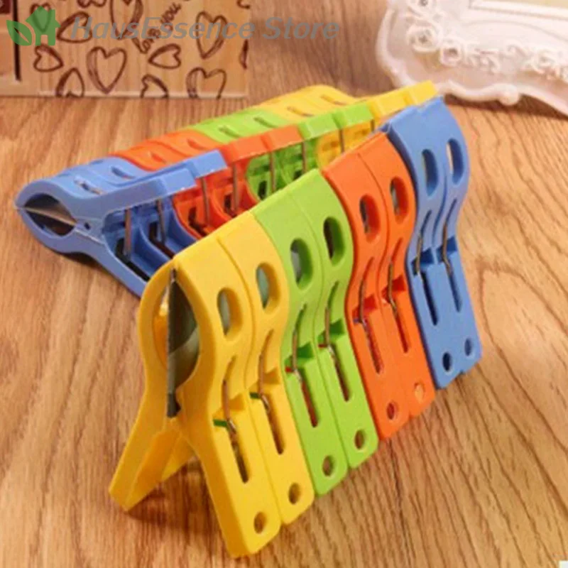 ※8ps/set Hanger Clips Large Plastic Windproof Beach Towel Clothes Pins Spring Clamp Clothespin for Home Use with High Qua