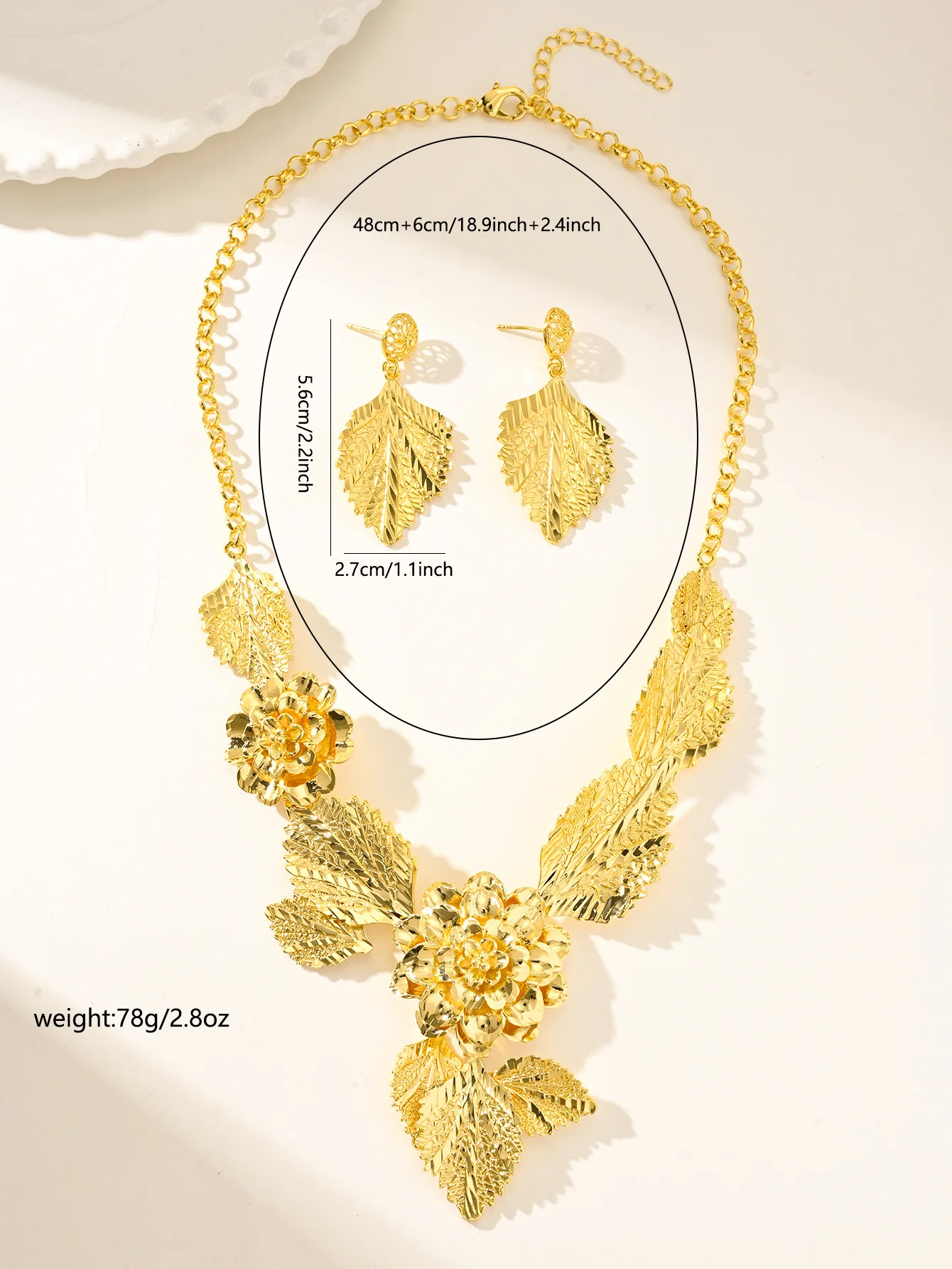 

Fashion New Middle East Africa Dubai 24K Gold Plated Customized Necklace Earrings for Couples' Wedding Party Jewelry Set DD10772