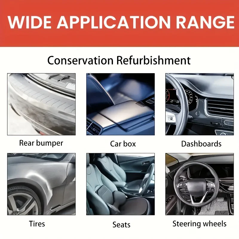 شمع استعادة السطوع باللون الأسود للإطارات - جل تفاصيل السيارة الداخلي اللامع العميق للحواف البلاستيكية والمصدات ولوحة القيادة والمقاعد - سهل-