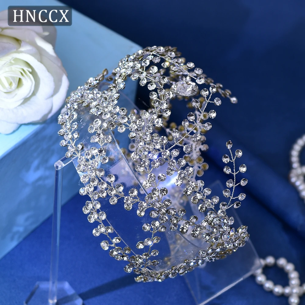 YouLaPan HP471 Rhinestone Bridal Headband Big Flower Shape Headdress for Women Crystal Hollow Wedding Headpiece Zircon Headwear