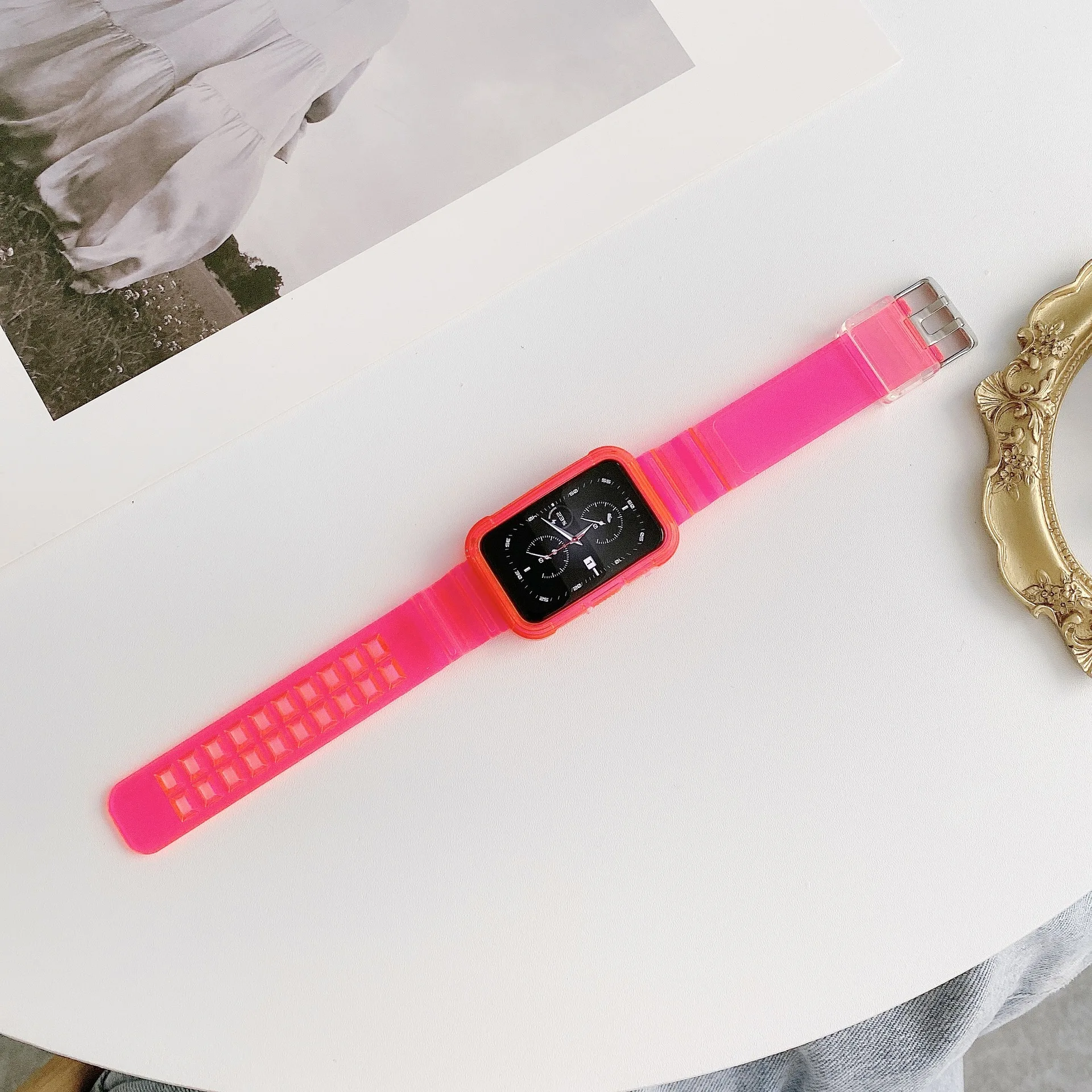 Huawei Watch Fit/Fit2 TPU スタイリッシュな氷河クリアストラップ用の統合された透明ストラップスーツ