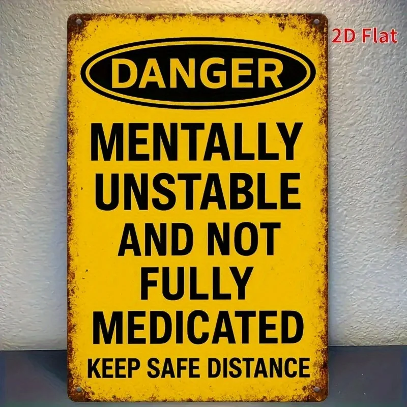 2D Flat, 1pc Vintage Humorous Warning Wall Sign 