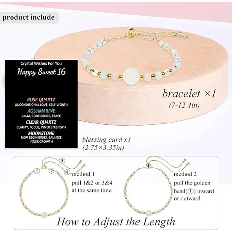 Natural stone triple protection bracelet, maternity bracelet, women's pregnancy gift, black flare, aquamarine,moonstone bracelet