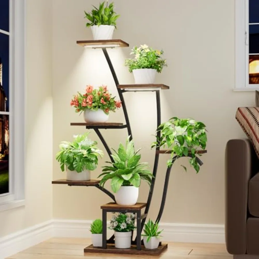 

Plant Stand Indoor with Grow Lights - Corner Plant Shelf Indoor 43" Tall Plant Stand for Indoor Plants 7 Tiered Large Lighted F