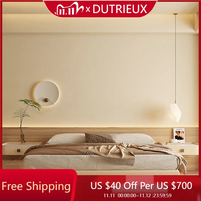 

Спальная двуспальная кровать, современная деревянная мягкая удобная белая кремовая интерьерная креативная акцентная кровать, дизайнерская уникальная мебель Muebles